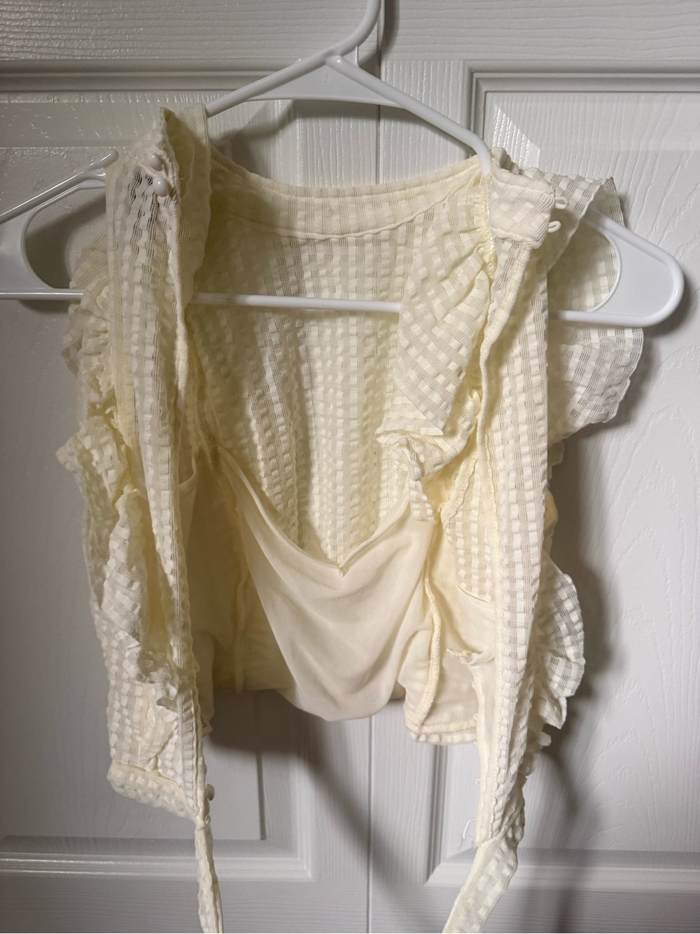 Maeve Cream Textured Ruffle Tie-Back Tank - Picture 2 of 3
